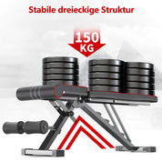 YOLEO klappbare Hantelbank Multifunktion Training Fitness Bank Bauchtrainer Schrägbank mit 6-Fach Verstellbarer Rückenlehne/3-Fach verstellbarer Sitzkissen,Belastung 300kg (Elegantes Schwarz-Rot)
