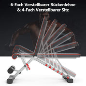 YOLEO klappbare Hantelbank Multifunktion Training Fitness Bank Bauchtrainer Schrägbank mit 6-Fach Verstellbarer Rückenlehne/3-Fach verstellbarer Sitzkissen,Belastung 300kg (Elegantes Schwarz-Rot)