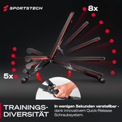 Sportstech Hantelbank Klappbar für Zuhause, 40in1 Schrägbank & Flachbank mit Bankdrücken, Rückentrainer, bench press, Deutsche Qualitätsmarke, sicheres Verstellsystem, BRT400