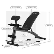 Zipro Hantelbank Volume, Fitnessbank mit 6-Fach verstellbare Rückenlehne und 2-Fach verstellbaren Curlpult, Fitnessgeräte für Zuhause inkl. 2 Seilen, Multifunktion Sit up bank, 230kg