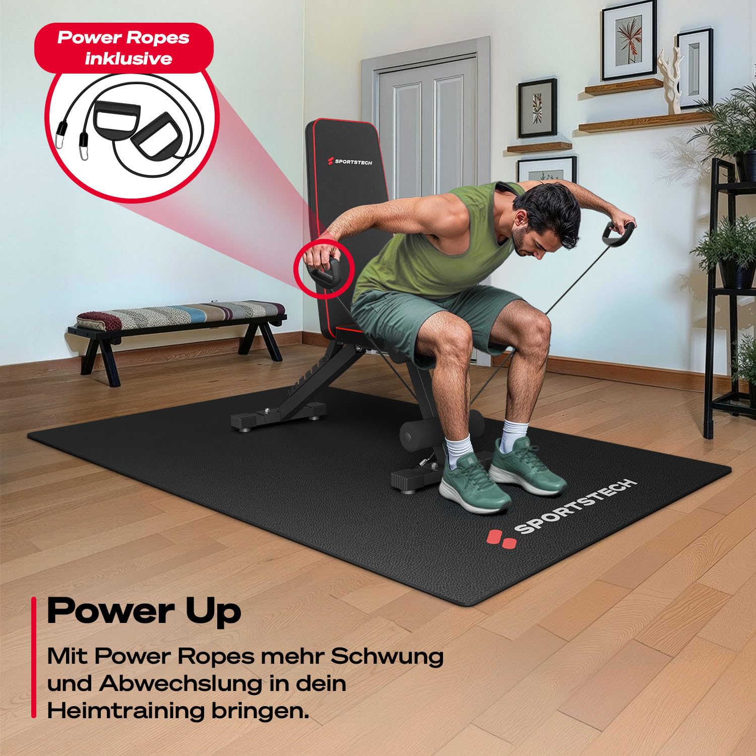 Sportstech BRT250 Hantelbank klappbar & verstellbar – Multifunktionale Fitnessbank für zuhause, 7 in 1 Schrägbank & Trainingsbank für Ganzkörpertraining, kompakt faltbar, bis 300 kg belastbar