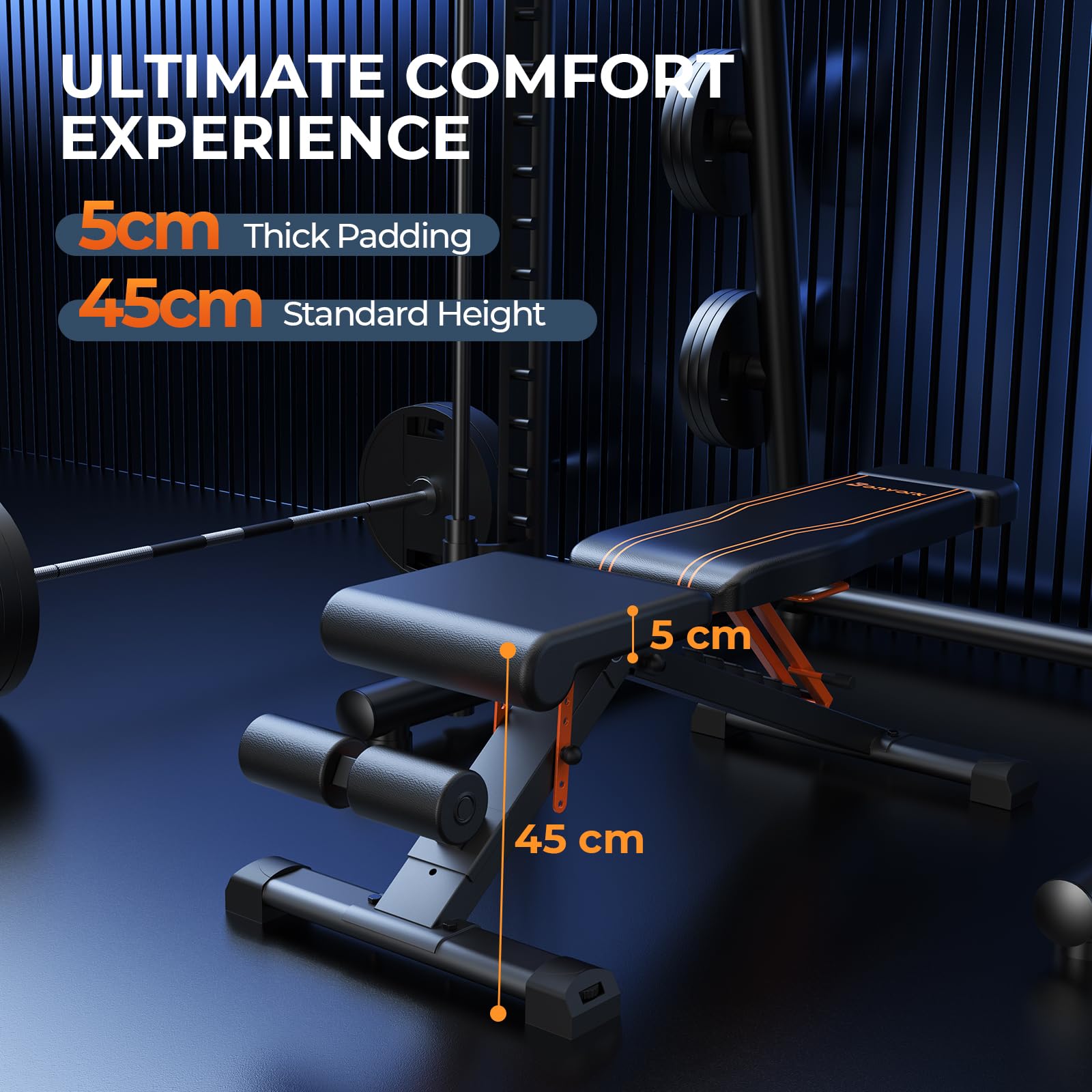 400KG hantelbank klappbar - Bonvork Trainingsbank mit 80 * 40MM robustem Stahl, schrägbank für Fitnessstudio zu Hause, verstellbar, Flach Rückgang Bankdrücken Bank für den gesamten Körper