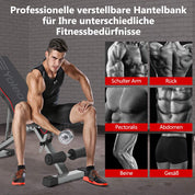YOLEO klappbare Hantelbank Multifunktion Training Fitness Bank Bauchtrainer Schrägbank mit 6-Fach Verstellbarer Rückenlehne/3-Fach verstellbarer Sitzkissen,Belastung 300kg (Elegantes Schwarz-Rot)