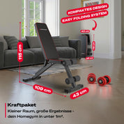 Sportstech BRT250 Hantelbank klappbar & verstellbar – Multifunktionale Fitnessbank für zuhause, 7 in 1 Schrägbank & Trainingsbank für Ganzkörpertraining, kompakt faltbar, bis 300 kg belastbar