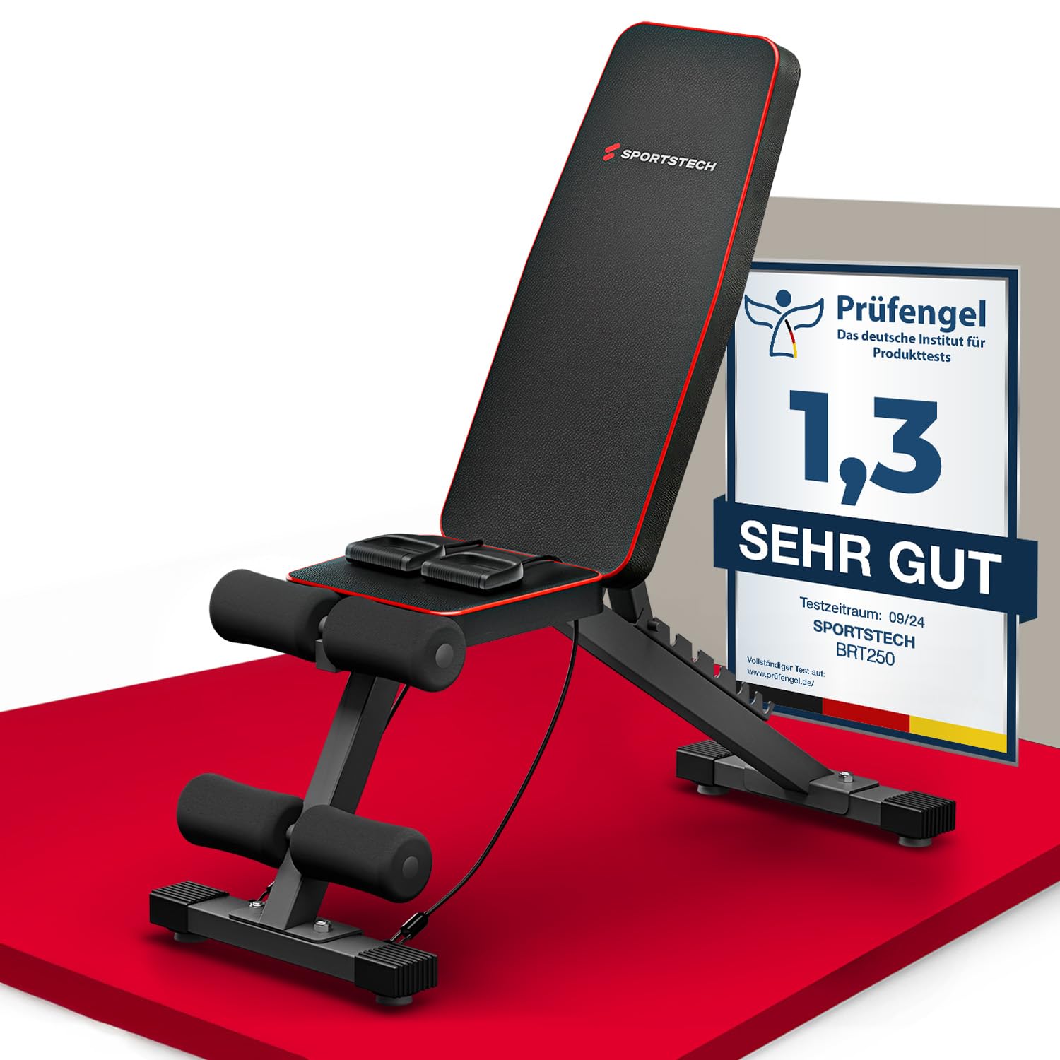 Sportstech BRT250 Hantelbank klappbar & verstellbar – Multifunktionale Fitnessbank für zuhause, 7 in 1 Schrägbank & Trainingsbank für Ganzkörpertraining, kompakt faltbar, bis 300 kg belastbar