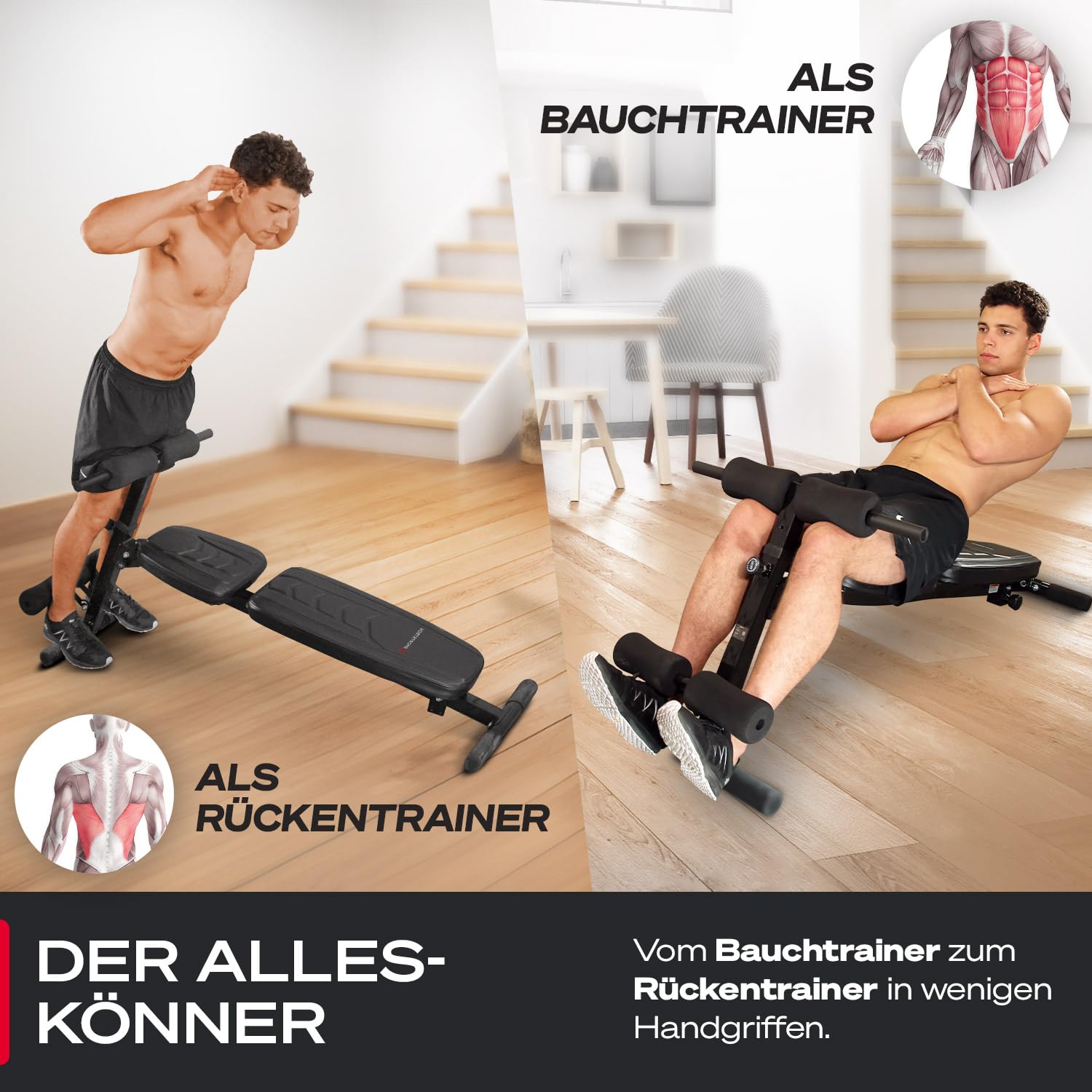 Sportstech BRT500 Hantelbank für Zuhause, 17-fach verstellbar, Schräg- und Flachbank, mit Beincurler, klappbar, Liegestützgriffe, 300 kg belastbar, Ganzkörper-Workout, Multifunktions Fitnessbank