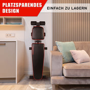 MULTIFUNKTIONSTALENT! Profihantel Klappbare 3 in 1 Studio Hantelbank, NEU - Sitz 2-fach verstellbar, Intelligentes Klappsystem, kein Aufbauen notwendig, Pin- gesichertes Verstellsystem, inklusive dem neuen 24-seitigen Trainingsratgeber mit 33 Übungsbeispi