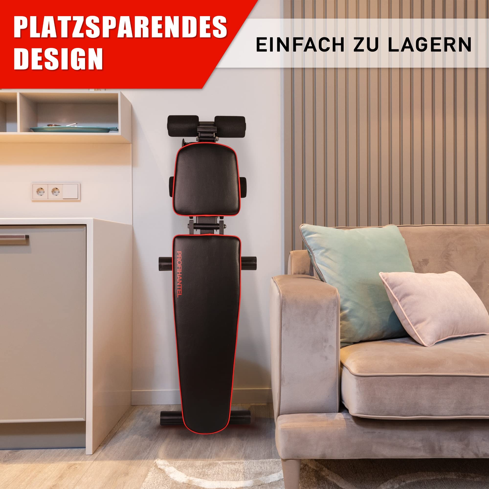 MULTIFUNKTIONSTALENT! Profihantel Klappbare 3 in 1 Studio Hantelbank, NEU - Sitz 2-fach verstellbar, Intelligentes Klappsystem, kein Aufbauen notwendig, Pin- gesichertes Verstellsystem, inklusive dem neuen 24-seitigen Trainingsratgeber mit 33 Übungsbeispi