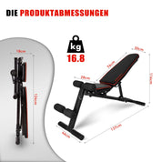 MULTIFUNKTIONSTALENT! Profihantel Klappbare 3 in 1 Studio Hantelbank, NEU - Sitz 2-fach verstellbar, Intelligentes Klappsystem, kein Aufbauen notwendig, Pin- gesichertes Verstellsystem, inklusive dem neuen 24-seitigen Trainingsratgeber mit 33 Übungsbeispi