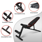 MULTIFUNKTIONSTALENT! Profihantel Klappbare 3 in 1 Studio Hantelbank, NEU - Sitz 2-fach verstellbar, Intelligentes Klappsystem, kein Aufbauen notwendig, Pin- gesichertes Verstellsystem, inklusive dem neuen 24-seitigen Trainingsratgeber mit 33 Übungsbeispi
