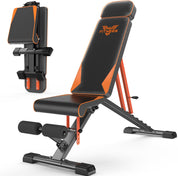 Dskeuzeew Hantelbank Klappbar Verstellbare Multifunktions Trainingsbank Schrägbank mit 8-Fach Verstellbarer Rückenlehne und Widerstandsband/4-Fach verstellbarer Belastung 400kg