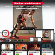 Sportstech BRT500 Hantelbank für Zuhause, 17-fach verstellbar, Schräg- und Flachbank, mit Beincurler, klappbar, Liegestützgriffe, 300 kg belastbar, Ganzkörper-Workout, Multifunktions Fitnessbank