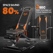 Dskeuzeew Hantelbank Klappbar Verstellbare Multifunktions Trainingsbank Schrägbank mit 8-Fach Verstellbarer Rückenlehne und Widerstandsband/4-Fach verstellbarer Belastung 400kg