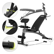Zipro Hantelbank Volume, Fitnessbank mit 6-Fach verstellbare Rückenlehne und 2-Fach verstellbaren Curlpult, Fitnessgeräte für Zuhause inkl. 2 Seilen, Multifunktion Sit up bank, 230kg