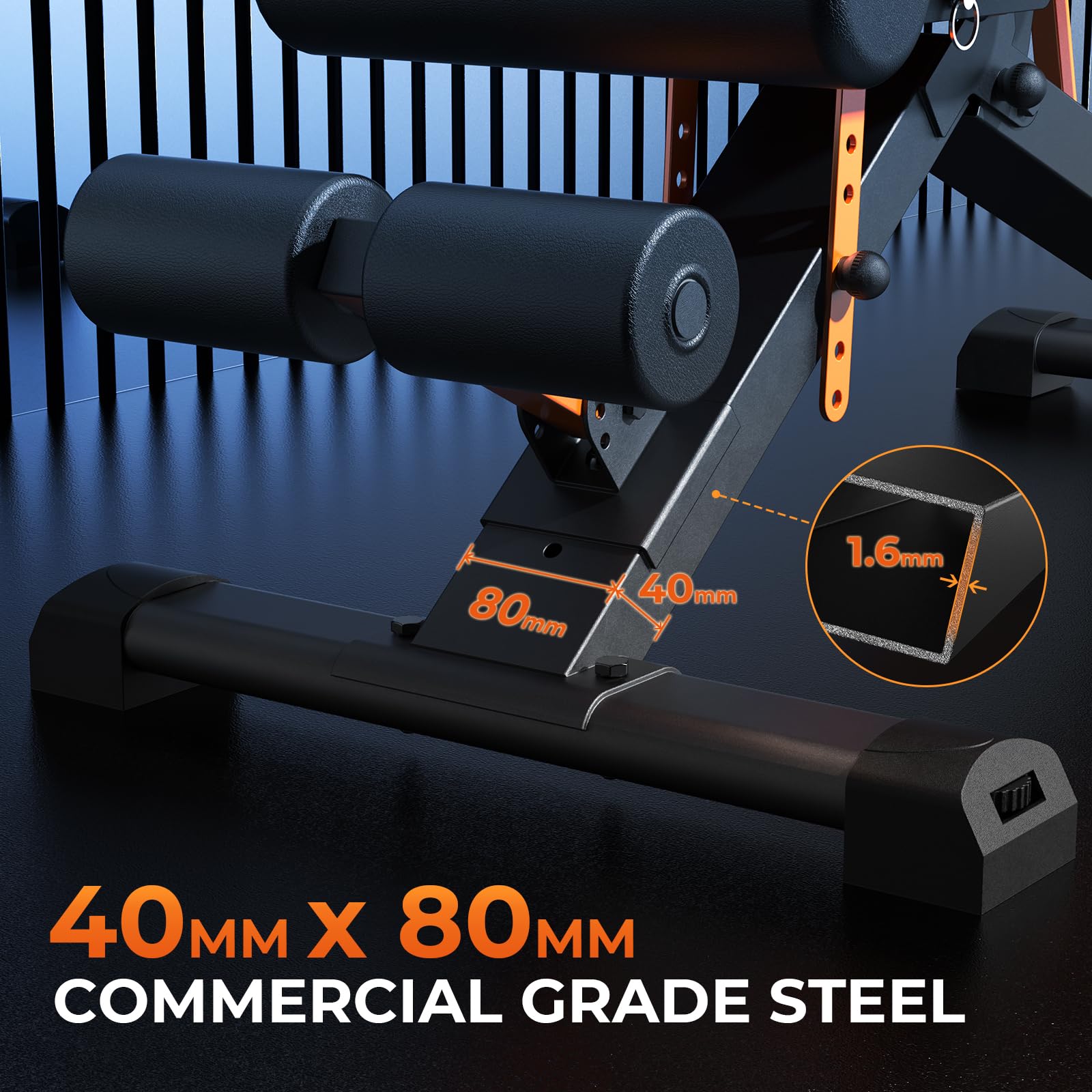 400KG hantelbank klappbar - Bonvork Trainingsbank mit 80 * 40MM robustem Stahl, schrägbank für Fitnessstudio zu Hause, verstellbar, Flach Rückgang Bankdrücken Bank für den gesamten Körper