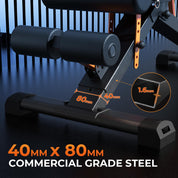 400KG hantelbank klappbar - Bonvork Trainingsbank mit 80 * 40MM robustem Stahl, schrägbank für Fitnessstudio zu Hause, verstellbar, Flach Rückgang Bankdrücken Bank für den gesamten Körper