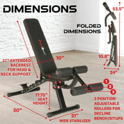 Fitness Reality 2000 Super Max XL – Verstellbare Hantelbank – Neigung/Neigungskrafttraining – Faltbare Trainingsbank – 385,6 kg Kapazität